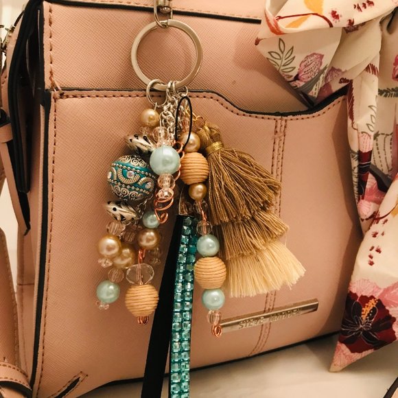 Teal Purse Charm with Teal Key Chain Wristlet - Picture 2 of 2